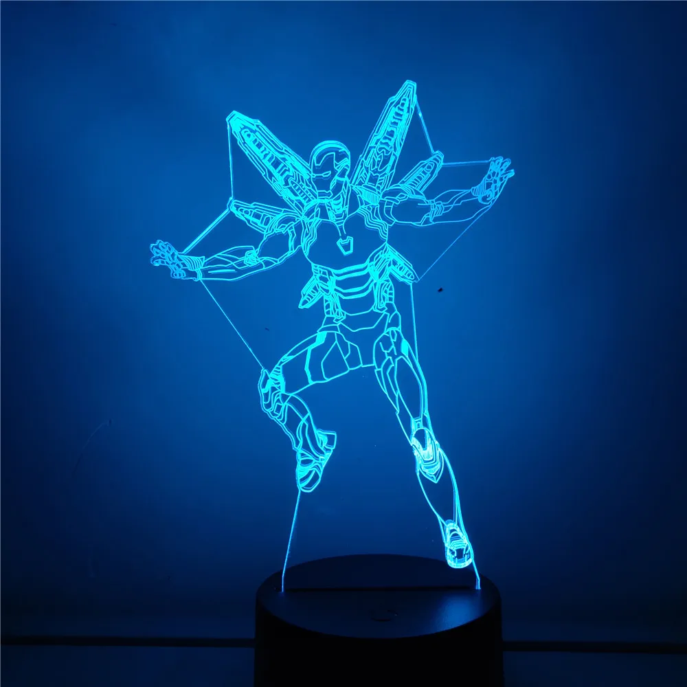 Avengers Iron Man 3D LED Night Light Bedroom Bedside Colorful USB Table Lampara Kid Baby Lighting Gift Home Decoration Lighting