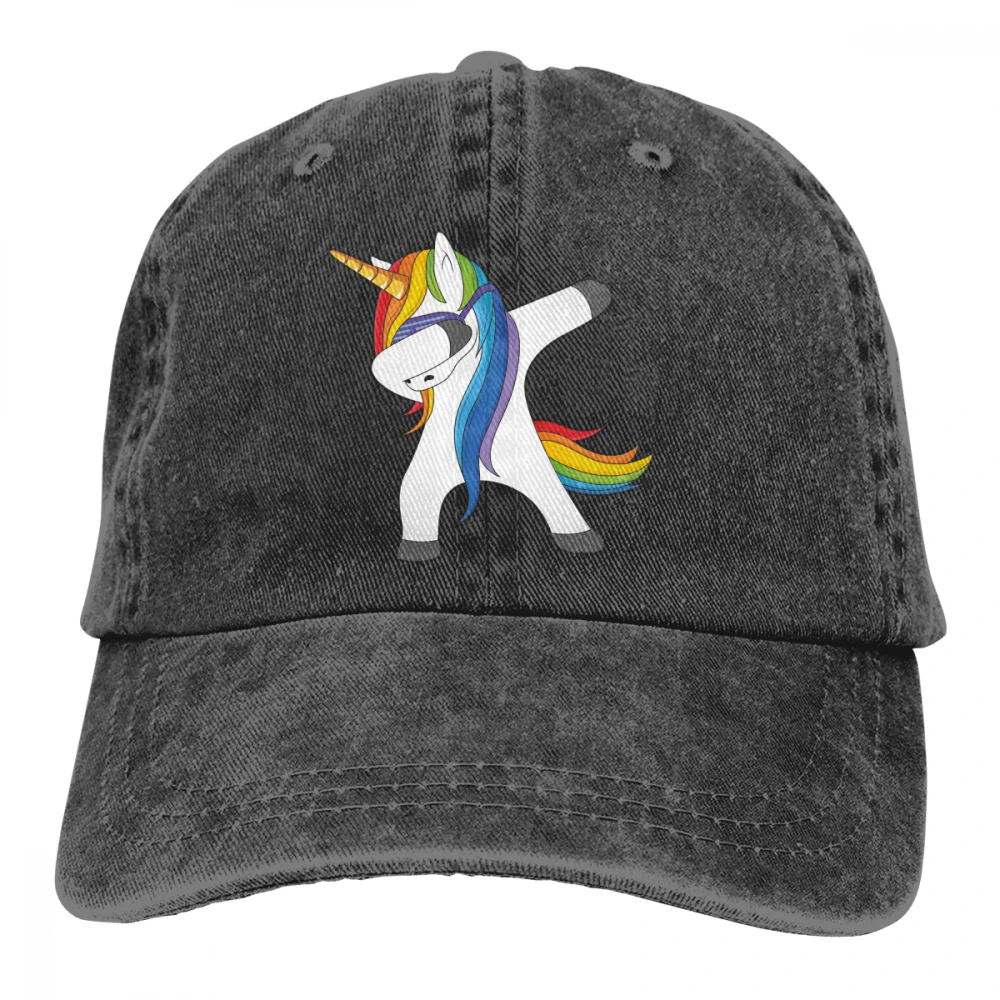 Dabbing Единорог Casquette черный унисекс Мужские Женские джинсовые бейсболка с ремешком кепки Регулируемый Гольф папа шляпа