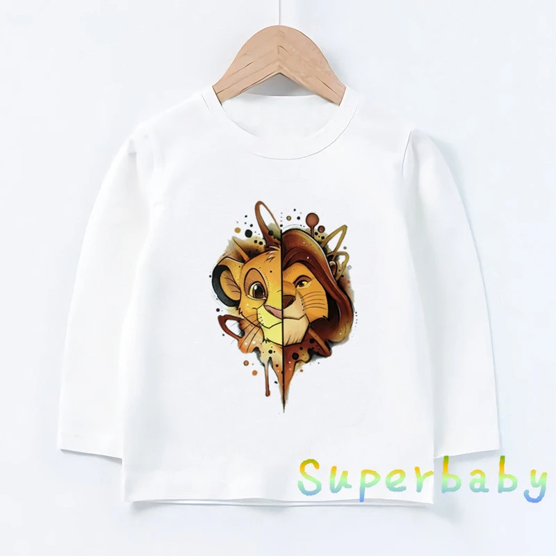 Enfants Dessin Anime Lion Roi T Shirt Imprime Bebe Garcons Filles Mignonnes Simba Drole Hauts Enfants T Shirt A Manches Longues Lkp5315 Aliexpress