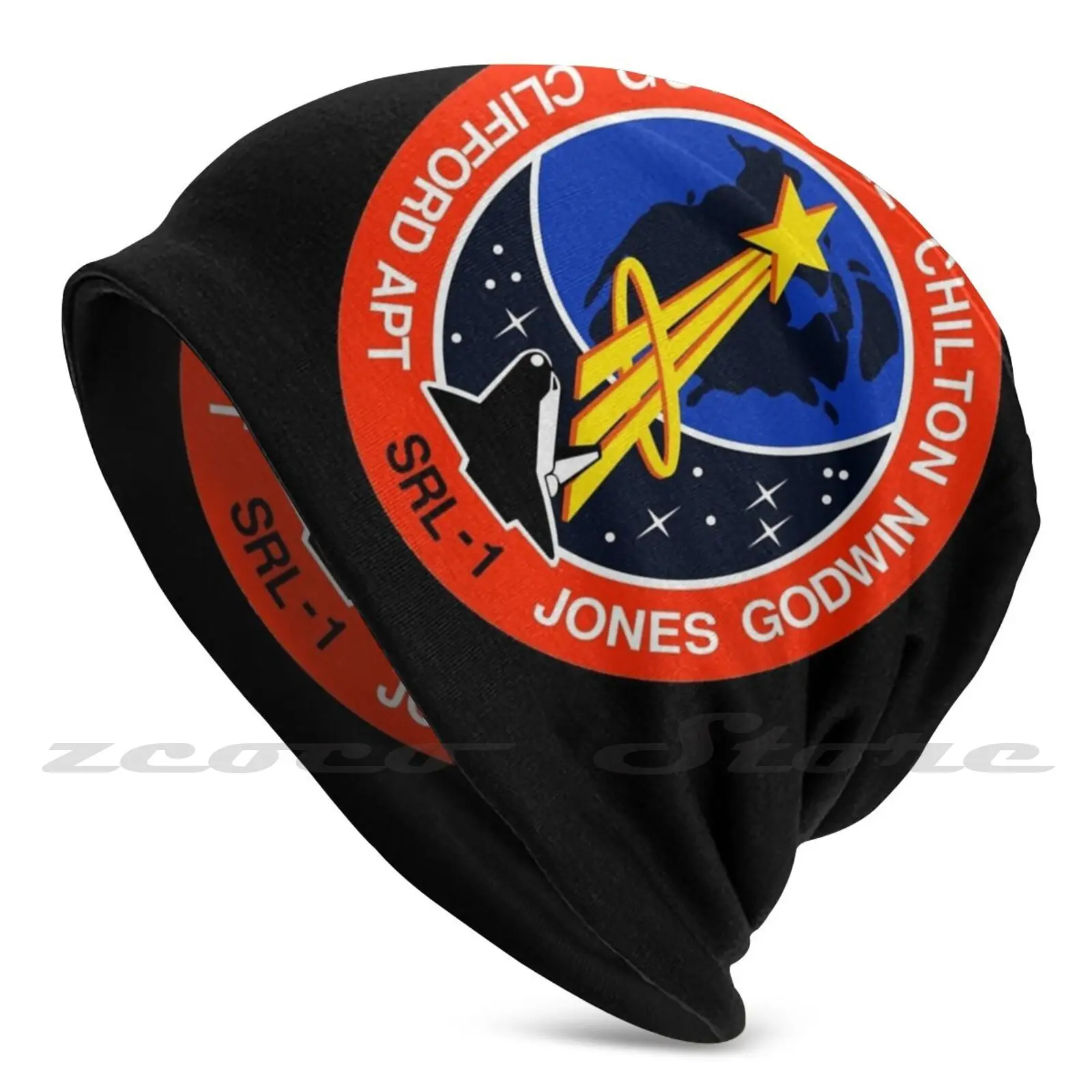 Sts-59 Mission Insignia Diy Pullover Cap Knit Hat Plus Size Keep Warm Elastic Soft Sts 59 Space Shuttle Program Mission Space