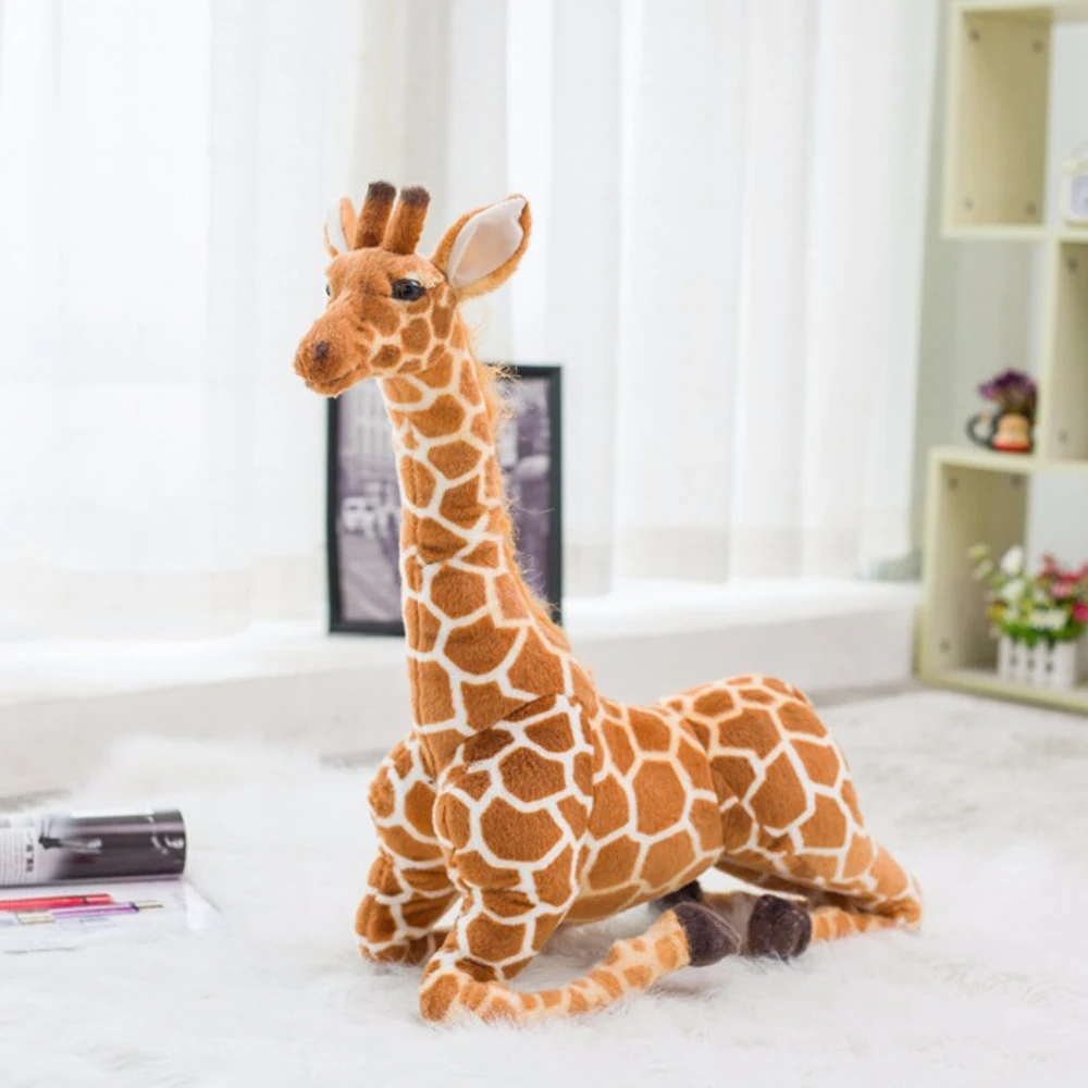 giraffe Детская плюшевая мягкая игрушка, имитация жирафа, украшение для малышей, детская мягкая игрушка, подарок, жираф, животные - Цвет: giraffe