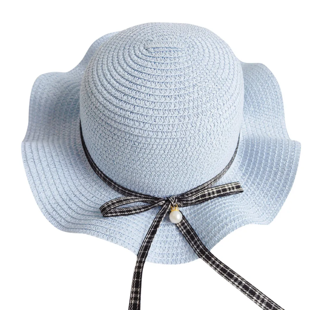  Baby Girl Sweet leisure Sun Hat kids hat sun straw hat handmade  Children Kids Summer Hat Beach Bucket Cap Toddler Girls Hat