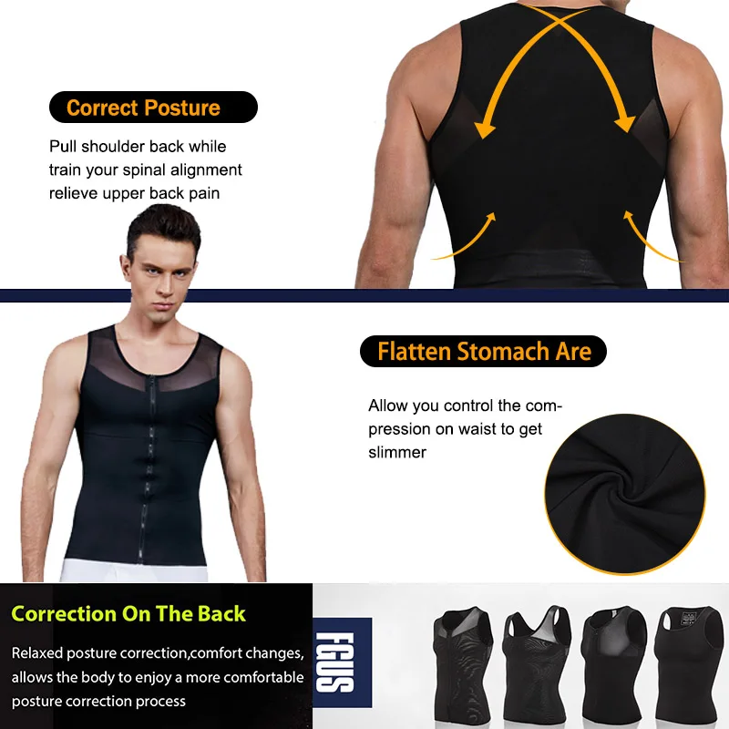 Men Shaper Corset For Man Slimming Waist Trimmer Zipper Body Shapers Control Belly Tops Abdominal Vest Waist Trainer Tummy