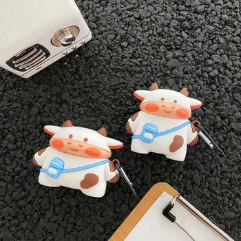 

For Airpods Pro 3D Cute Cartoon Milk Cow Earpods Case for Airpods 1 2 3 Funny Backpack Calf Wireless Earphone Cover Box