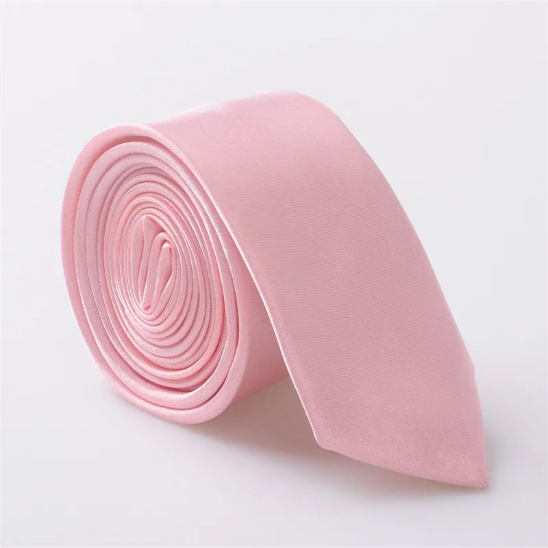 Light Pink Высокое качество сплошной цвет узкий галстук мужской s худой Тонкий шеи галстук галстуки для свадебной вечеринки 5 см ширина галстуки мужские галстуки JC0015 - Цвет: Light Pink