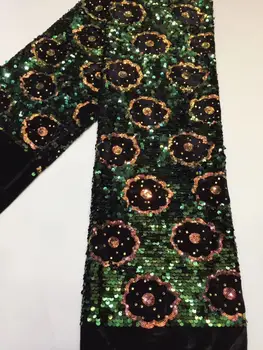 

Newest Velvet Lace Fabric, Burnt green African Lace Fabric Party, Nigerian Sequin Lace Fabric FZ1118