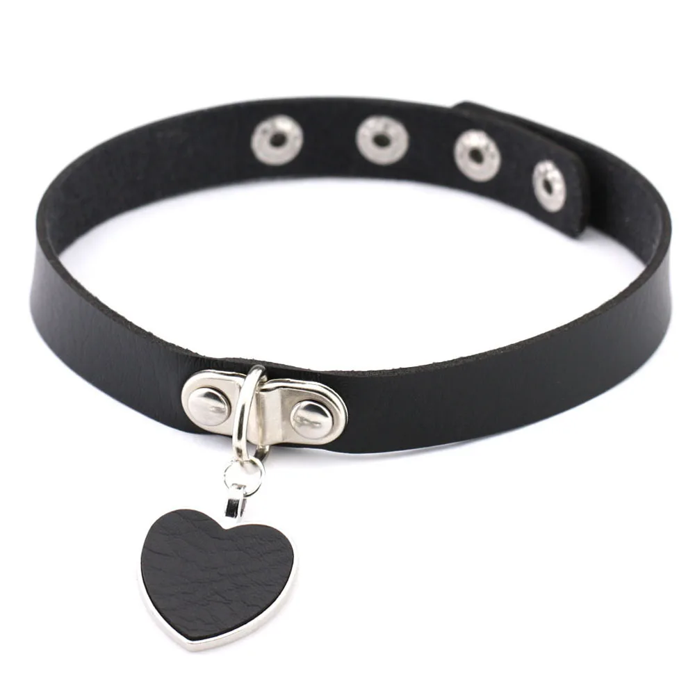 Black Heart Choker Necklaces For Women Trendy Goth Choker Punk Pu