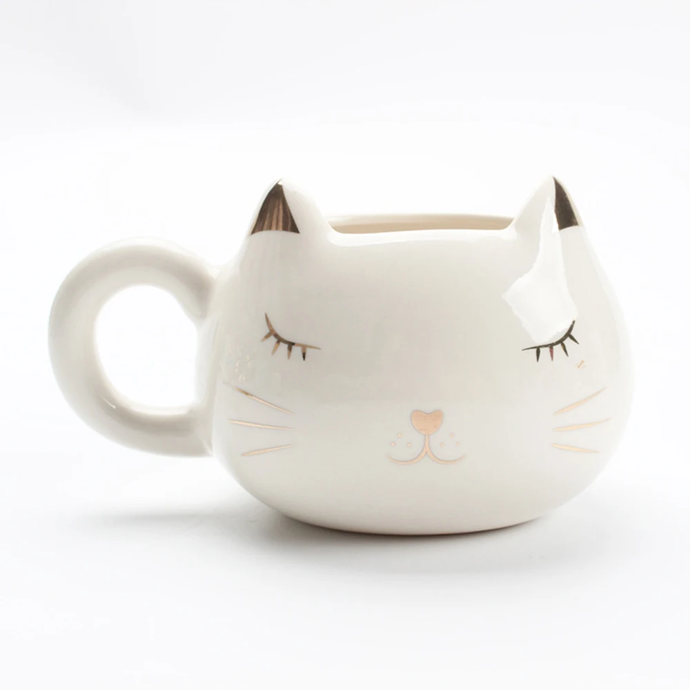 Cat Mug Ceramics Mug Creative Cute Kitten Breakfast Cup Animal Shaped
