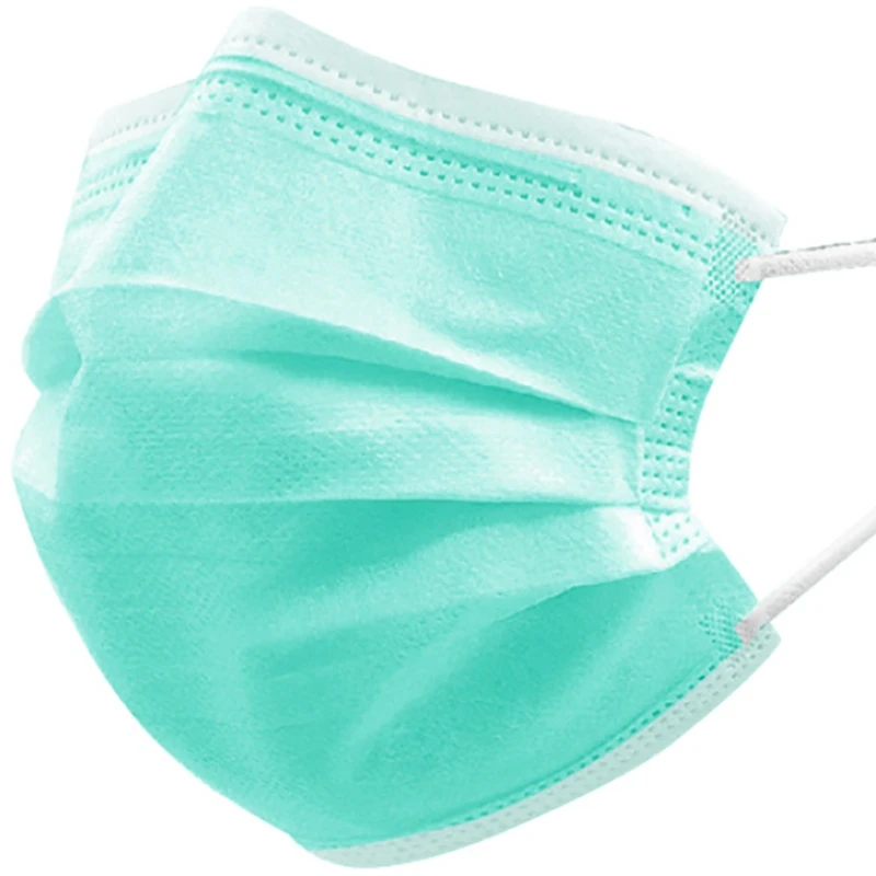 

100 Pcs / Bag Disposable Green Children's Mask Non-Woven Dust Mask 3 Layer Anti-Pollution Child Mask Unisex