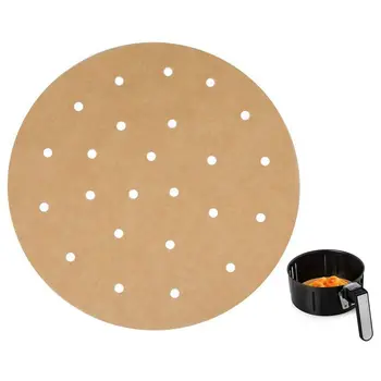 

100pcs Unbleached Air Fryer Liners,22.8cm Bamboo Steamer Liners,Silicone oil paper Rounds Perfect for 5.3 & 5.8 QT Air Fryers/Ba