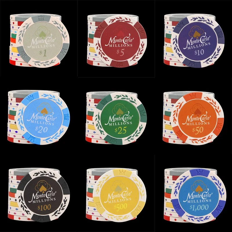 New Clay Texas Poker Chips Professional Casino European Tour Set 3pcs/bag | Спорт и