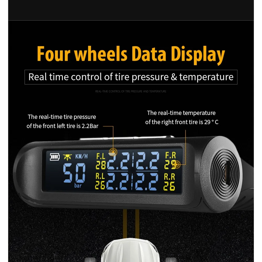 Система контроля давления в автомобильных шинах внутренний внешний датчик солнечные TMPS контрольные колеса Беспроводная сигнализация давления в шинах