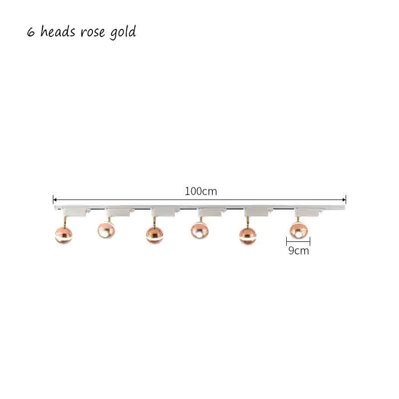 6 Heads rose gold Современный Железный светодиодный потолочный светильник ing Slide rail, потолочный светильник, домашний декор, для гостиной, отеля, прохода, спальни, потолочный светильник - Цвет корпуса: 6 Heads rose gold