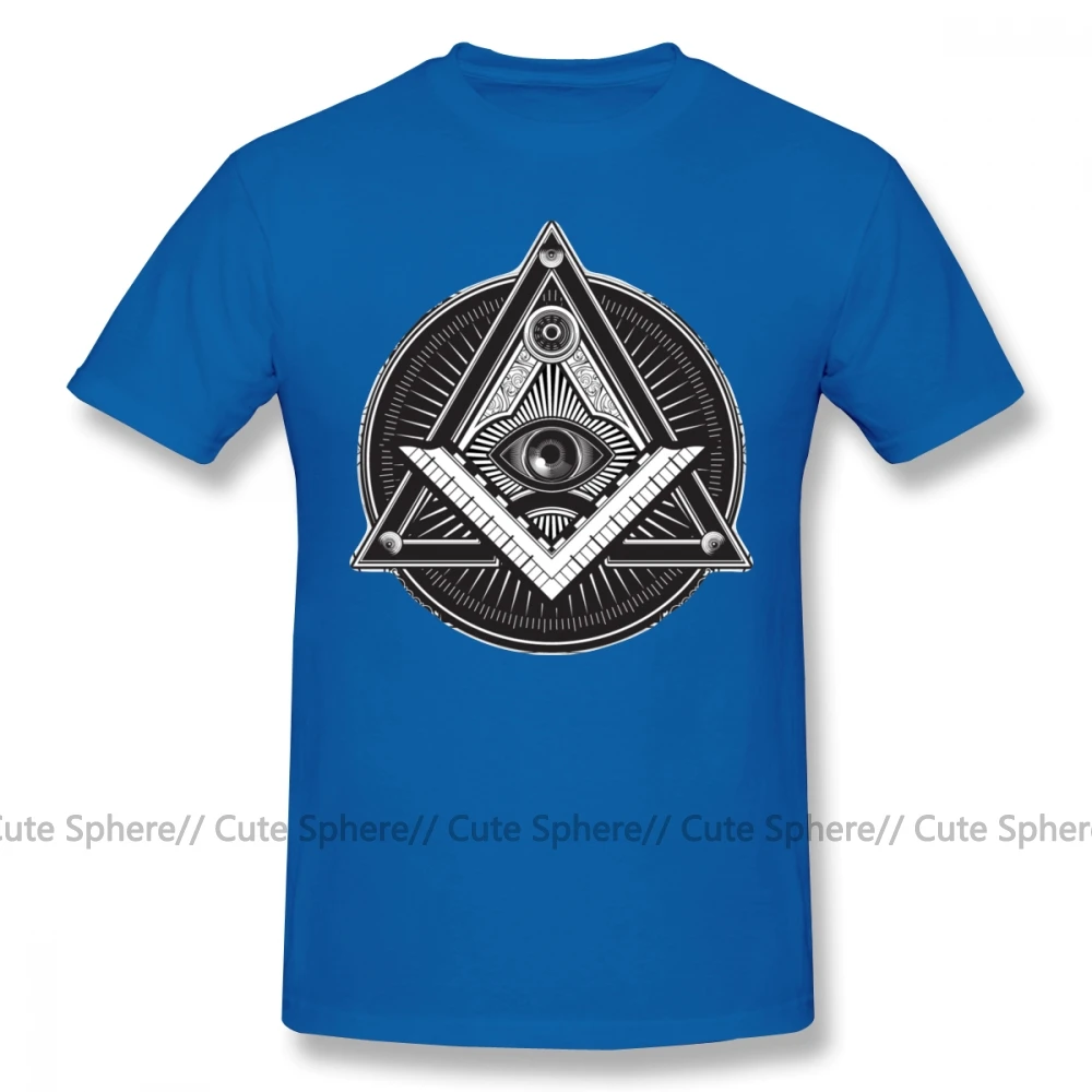 Illuminati футболка Классическая футболка с короткими рукавами графическая 4xl Мужская забавная 100 хлопковая футболка - Цвет: Blue