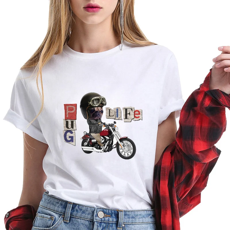 НОВАЯ РОЖДЕСТВЕНСКАЯ футболка с Мопсом Kawaii, топы, футболки Harajuku Ulzzang, женская футболка с графическим рисунком, футболка с коротким рукавом, Camiseta Mujer, хипстер