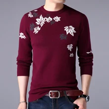 Мужской свитер, Осенний цветочный джемпер, Мужской Повседневный шерстяной свитер с длинным рукавом, пуловеры
