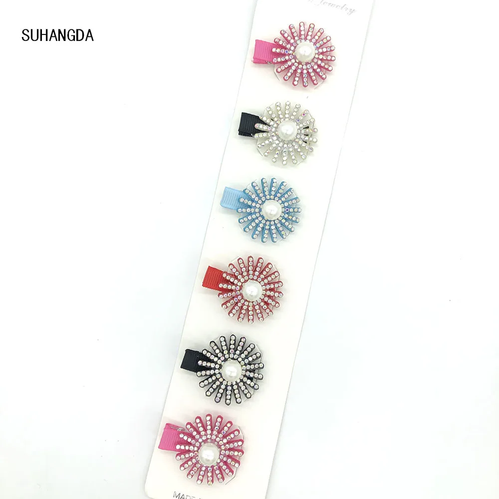 

Fashion Flash Luxury Diamond Crystal Barrette Pearl Elegant Women Girls Metal Diamond Snowflake Hairpin Elegent Hair Barrettes