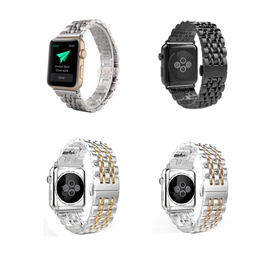 Ремешок из нержавеющей стали для Apple Watch Series 5 4 3 2 1 44 мм 40 сменный металлический