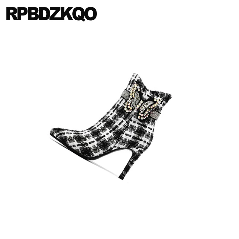 Осенние замшевые ботильоны на высоком каблуке-шпильке с острым носком и ...