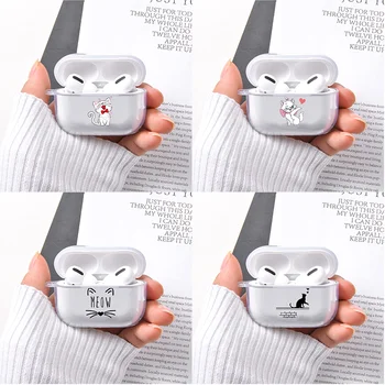

Cartoon Pink Marie Cat Print Cases For Airpods Pro Cover Cute Cartoon Soft Earphone Cover For Airpods 3 Charging Box Clear Case