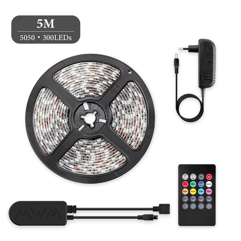 5050 5M 300LEDs SMD5050 2835 RGB светодиодный светильник 5 м 10 м 30 60 светодиодный s/M DC 12 В гибкий светодиодный водонепроницаемый адаптер Bluetooth контроллер - Испускаемый цвет: 5050 5M 300LEDs