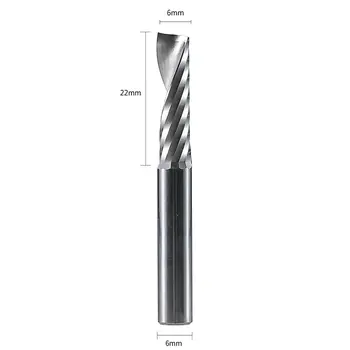 

2x 6mm Single Flute Spiral End Mill Carbide Router Bits Fit For Aluminium 6*22mm