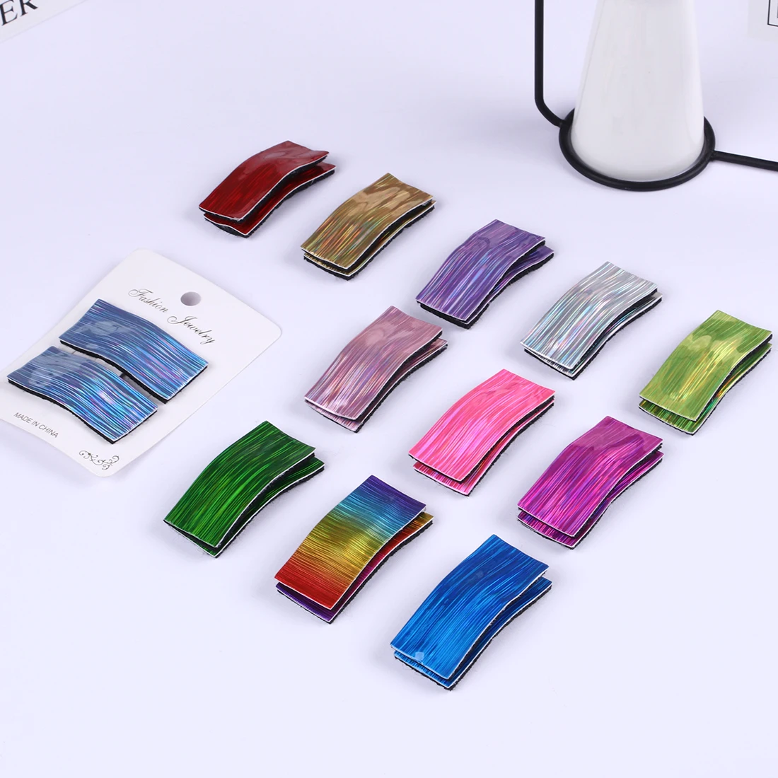 

2pcs/card 5.5cm Laser-color Bright Leather Hair Clip For Girls Kids Bobby Pins Hairgrip Children Barrette Hair Accessories