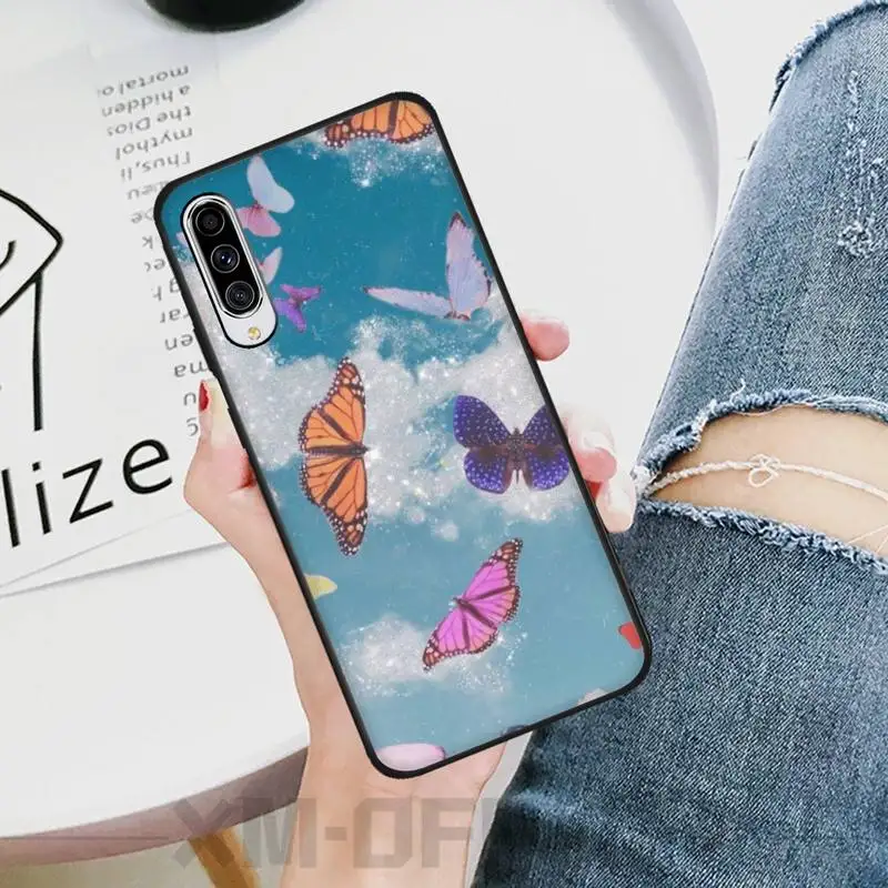 Ivits Блестящая бабочка черный ТПУ мягкий чехол для телефона Samsung A6 6S 6Plus 7 720 750 8 PLUS 9