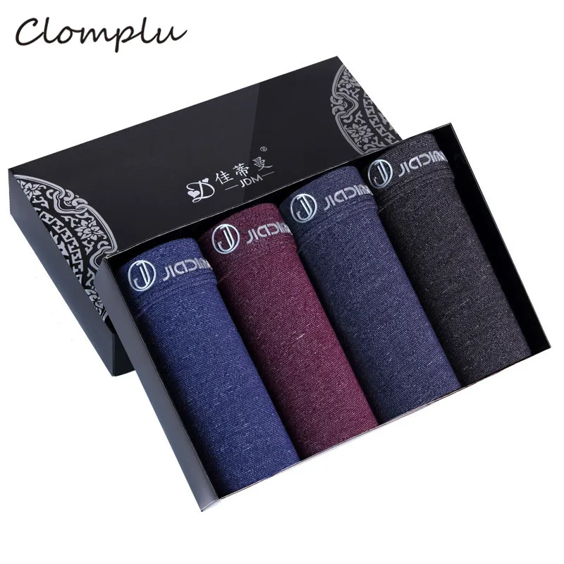 Clomplu Мужское нижнее белье 4 шт. Модные дышащие мягкие Модальные боксеры для мужчин боксеры шорты Нижнее белье L-3XL