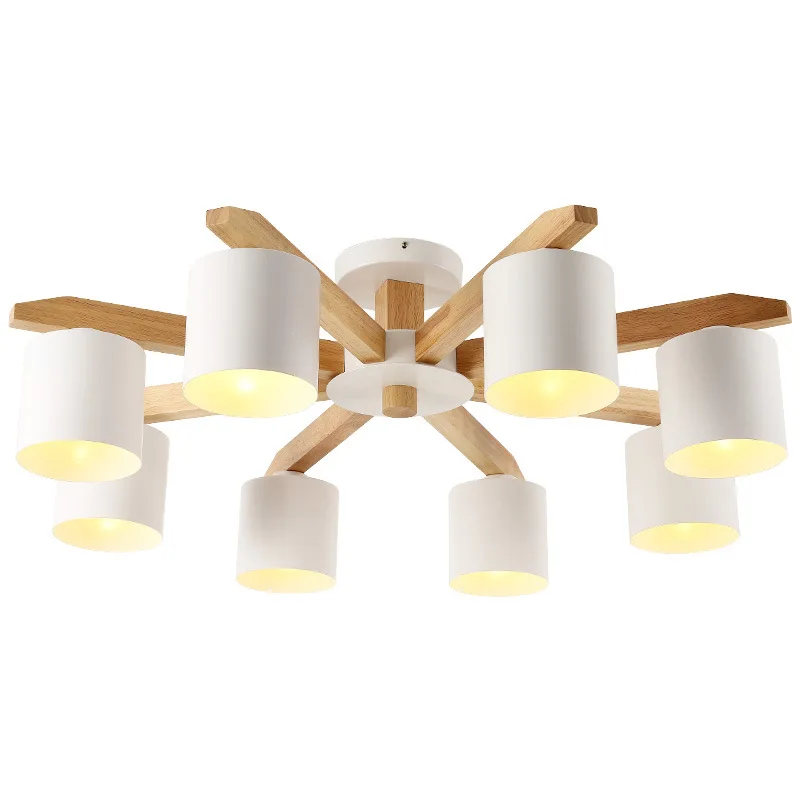 flush mount chandelier Nordic hotel solid wood E27 ceiling chandelier modern chandelier restaurant bedroom lamp living room lighting lamps wholesale large chandeliers Chandeliers