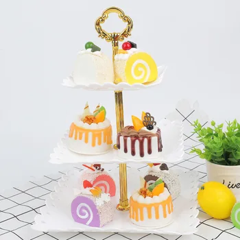 

Cake Dessert Rack Plates Explosion Style European Wedding Party Multi Layer Plastic Three-tier Fruit Tray Snack Candy Tray