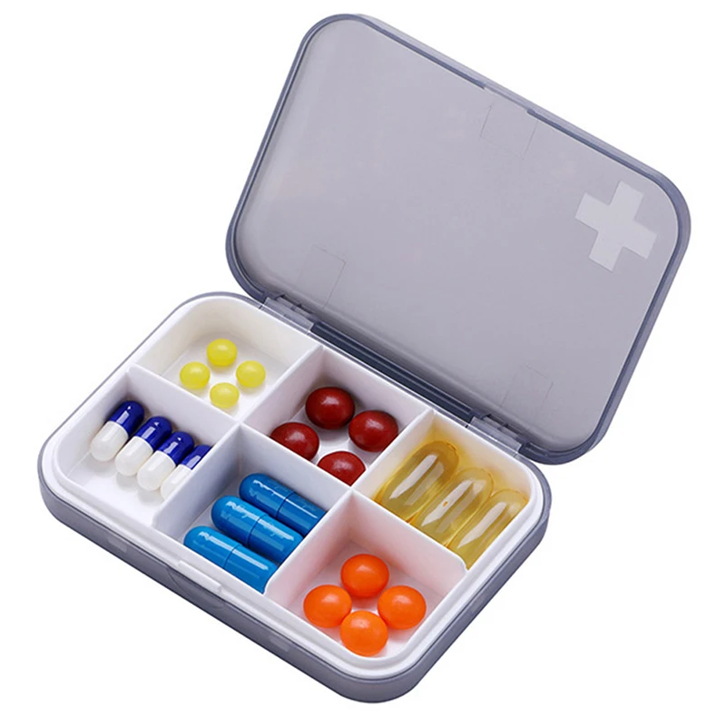 Портативный 6 ячеек для путешествий, влагостойкий чехол для хранения лекарств, таблеток, лекарств, контейнер, 4 цвета