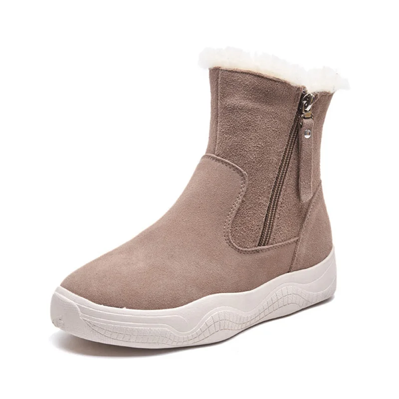 Winter Shoes Women Snow Boots Suede Leather Warm Cotton Shoes Cold Winter Women Ankle Boots Female Snow Booties T1667