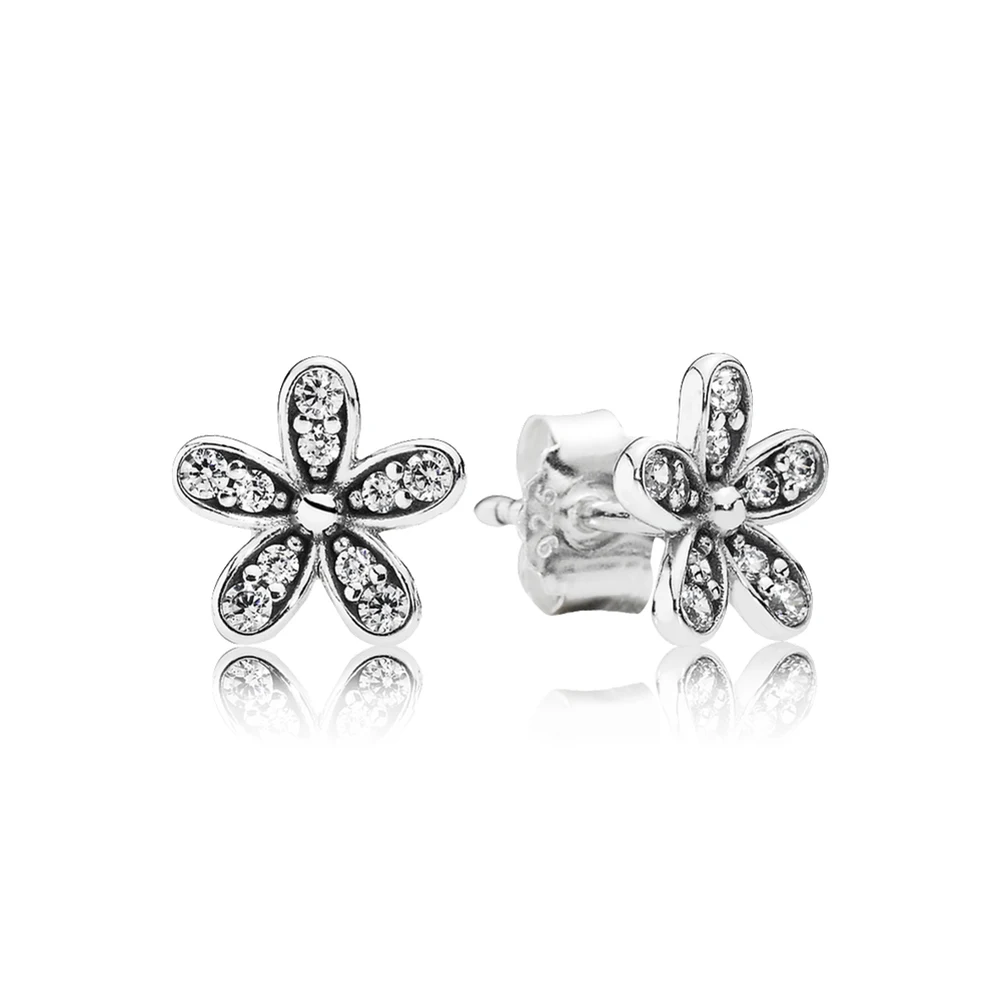 Dazzling Daisy Stud Earrings, Clear CZ