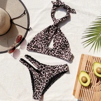 Sexy Bikini WoHigh Waist Swimsuit Halter Push Up Swimwear Hollow Out Bikini Set Bathing Suits Summer Beach Wear