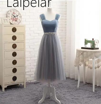 Vestido De Noiva, платье подружки невесты пыльного синего цвета, длинное платье с глубоким декольте, с бусинами, со складками, Элегантные Простые Вечерние платья для невесты, свадьбы, выпускного вечера, Новинка - Цвет: 9