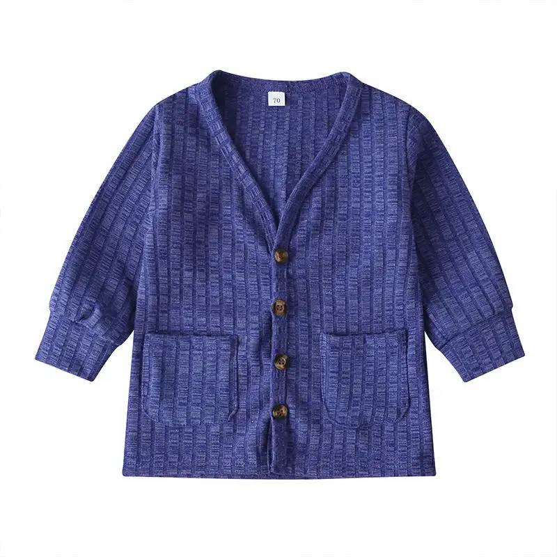 HA091094blue Топ для маленьких мальчиков и девочек 0-3 лет, кардиган, куртка, пальто, верхняя одежда, вязаная одежда - Цвет: HA091094blue