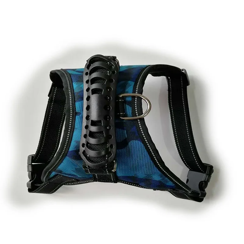 Lake blue camouflage Сверхпрочная шлейка для собаки домашнего животного жилет светоотражающий воротник регулируемый мягкий Экстра большой средний маленький ошейник аксессуары - Цвет: Lake blue camouflage