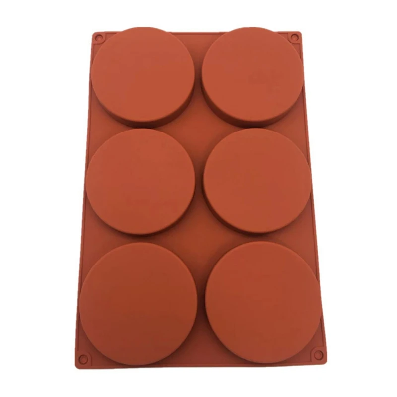3/6 Holes Silicone Chocolate Mold Shallow Cylinder Cake DIY Handmade Large Round Disc Candy Baking Mold#1 |