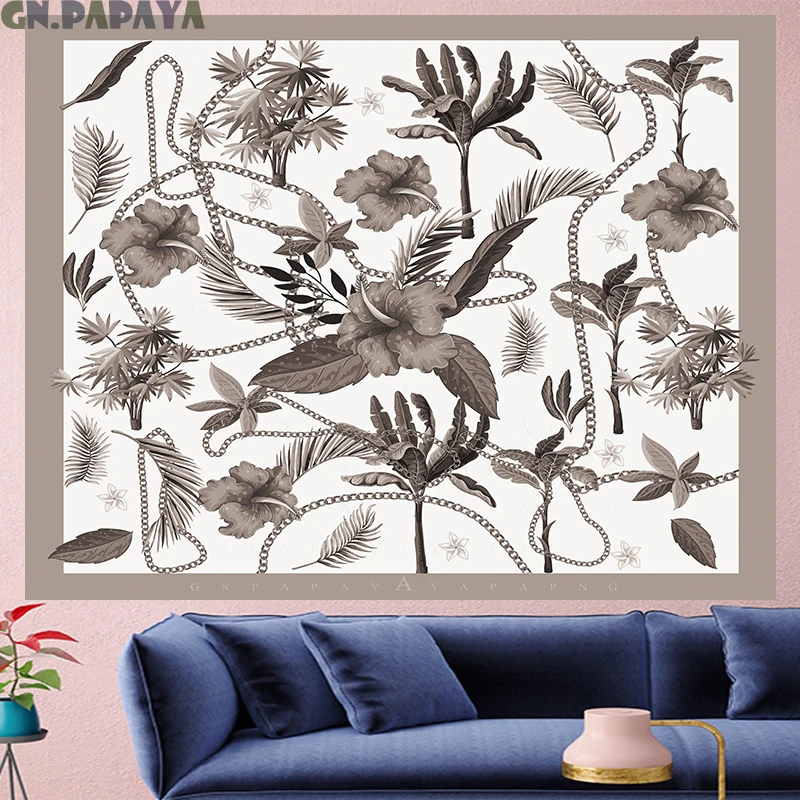 

Nordic Style flower tropical leaf Tapestry plantain retro macrame Vintage Retro Polyester mandalas Wall Hanging home decor