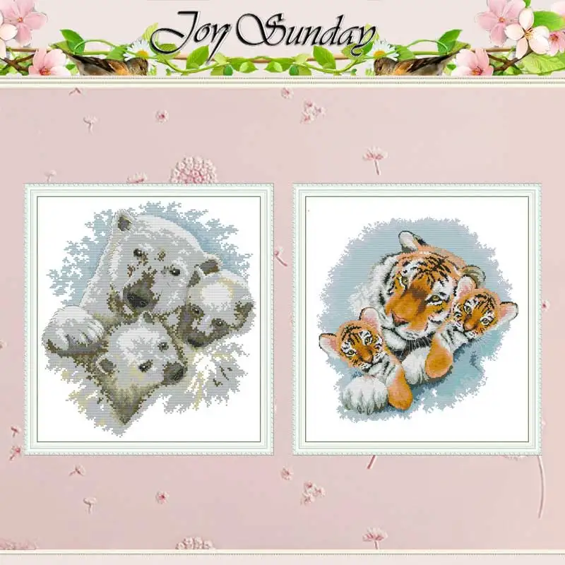 

Polar bear Tiger family counted 11CT 14CT Cross Stitch Set DIY DMC Chinese Cross-stitch Kit Embroidery Needlework home decor