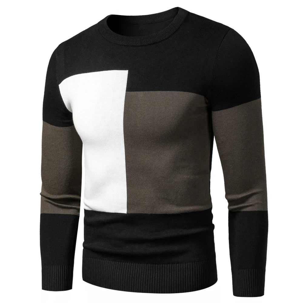 

2020 Autumn Winter New Men Fashion Patchwork Fleece Warm Sweaters Pullovers Men Outfit Casual England Style Sweater Pullover
