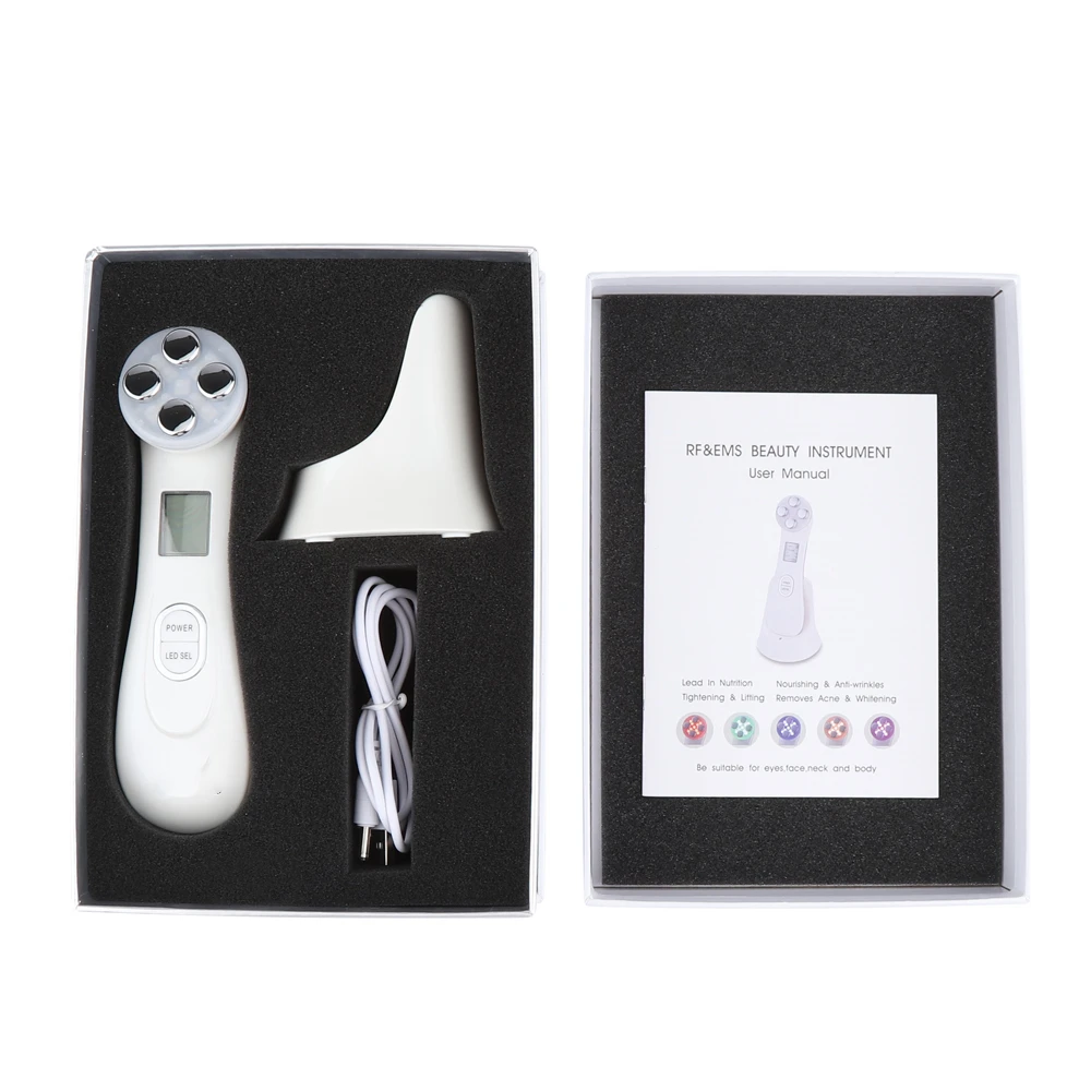 Dropship 5 in 1 LED Skin Tightening Radio Frequency Nourish Beauty Device LED Photon Anti Aging Skin Rejuvenation Skin Care Tool