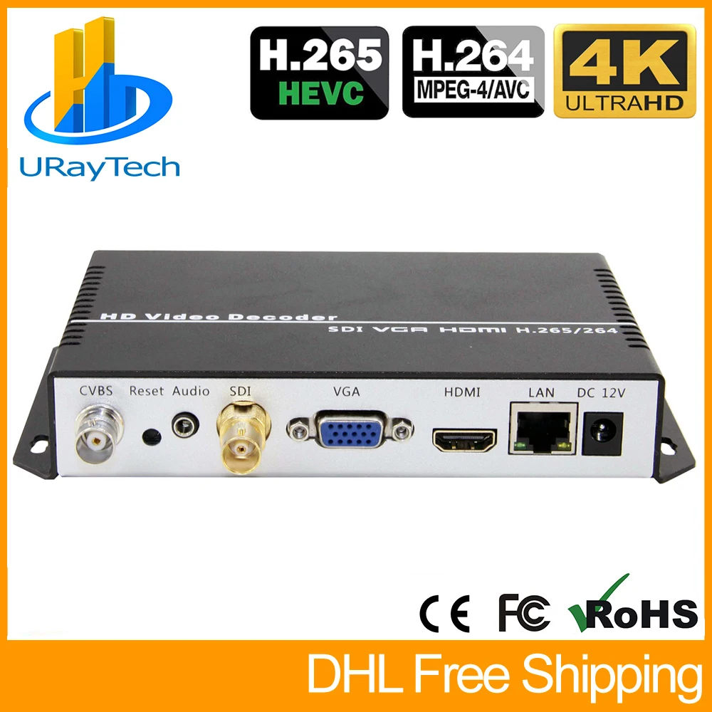 4K беспроводной H.265 SDI HDMI VGA CVBS декодер HD видео аудио IP декодер для камеры для декодирования HTTP RTSP RTMP UDP HLS - Цвет: Wired