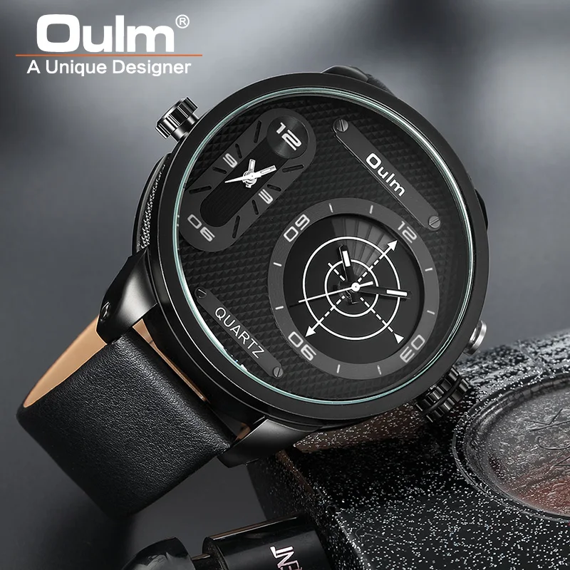 Oulm Unique Large Dial Men's Watches Top Brand Luxury Men's Sports Watch Waterproof Casual Quartz Watch Relogio Masculino