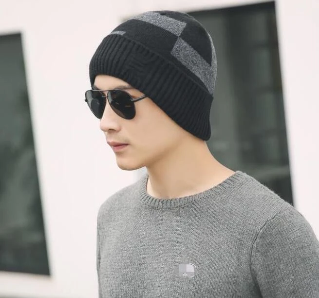 Зимняя шапка Skullies Beanies шапки зимние шапки для мужчин женский шерстяной шарф головные уборы, Балаклава маска Knitted шапка вязаная - Цвет: Only Hat