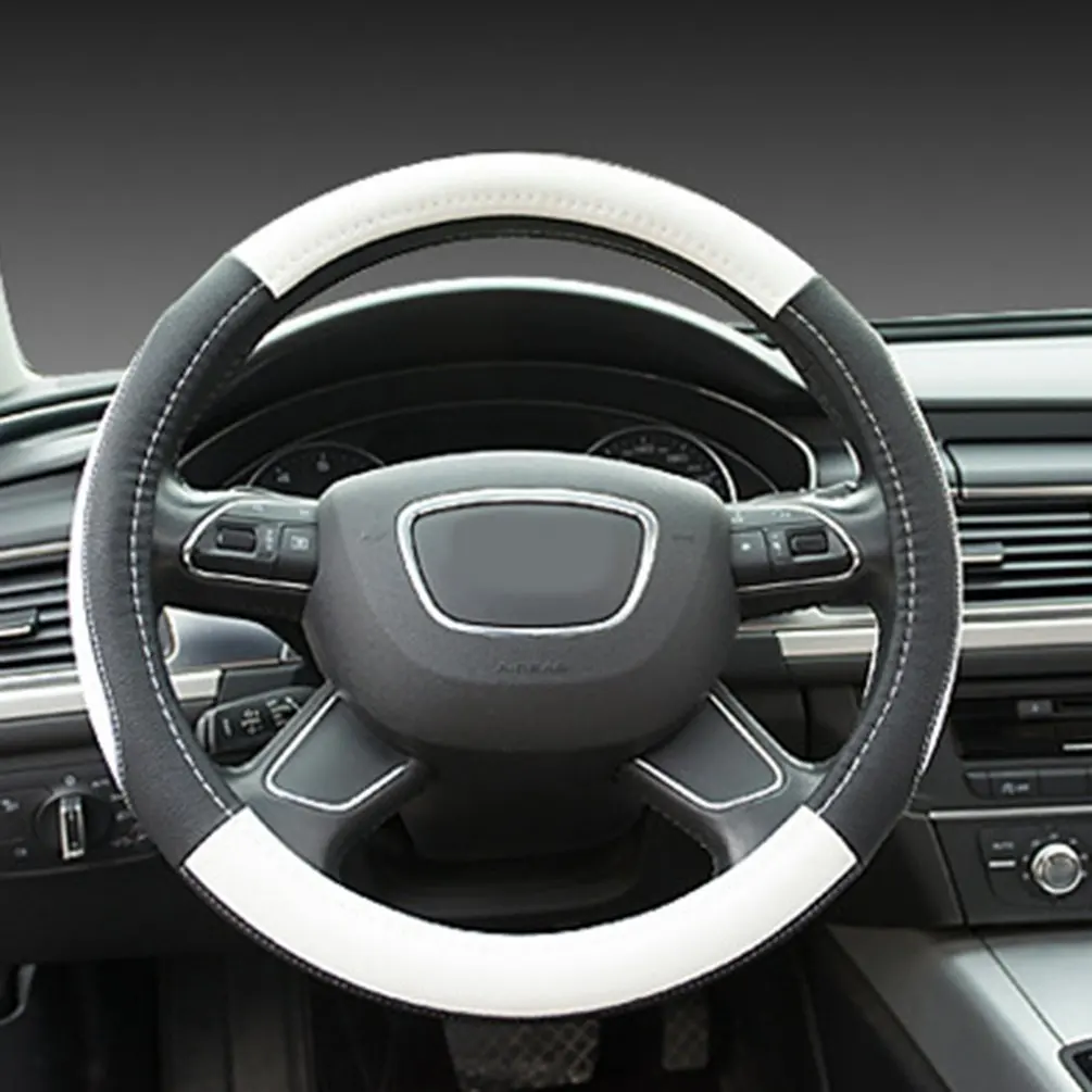 Спортивный кожаный чехол рулевого колеса автомобиля модный лоскутный универсальный чехол рулевого колеса автомобиля аксессуары для салона автомобиля