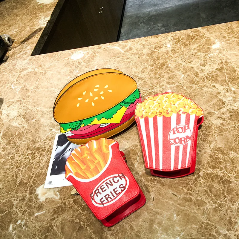 

WOMEN'S Bag 2019 Korean-style New Style Food Series Hamburg French Fries Popcorn Shoulder Oblique Chain Bag Fashion