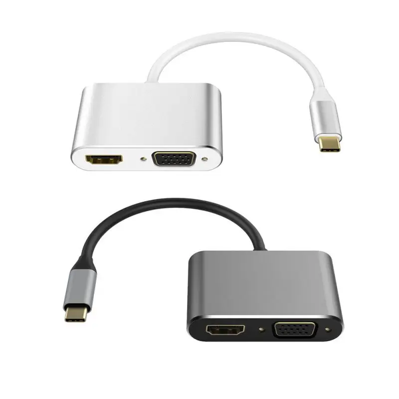 2020 горячий алюминиевый сплав USB3.1 два в одном совместимый тип c к HDMI VGA адаптер