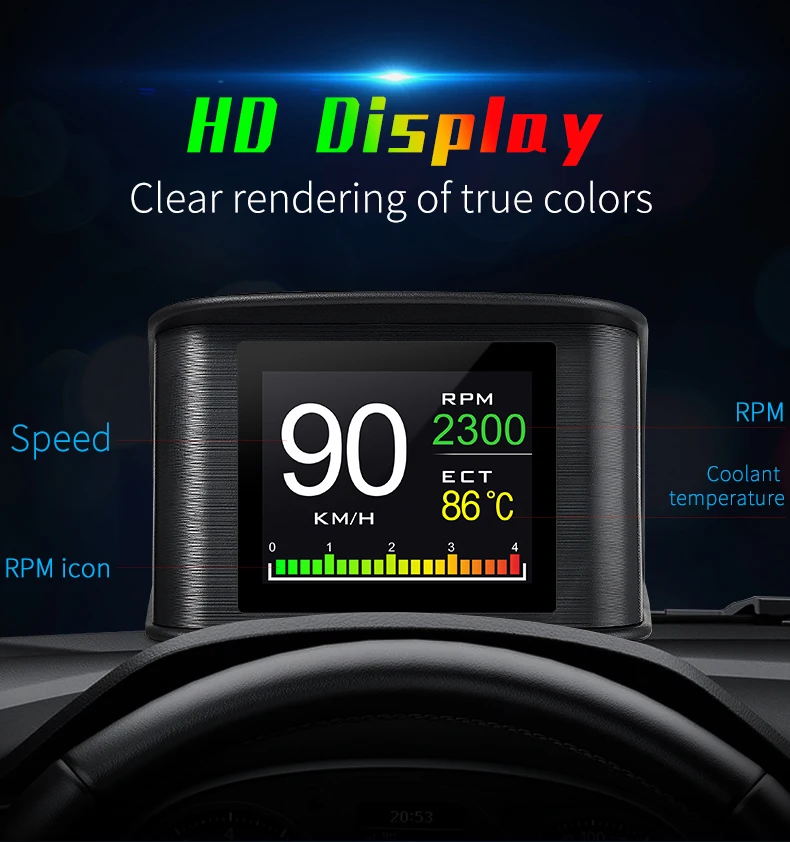 HUD Display For Car GPS T600 P10 OBD Digital Speedometer Alarm System Kit Meter Driving Data Auto Accessories Universal | Автомобили и